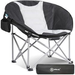 Homecall XXL Camping opvouwbare kinderstoel 600D polyester zwart crèmewit