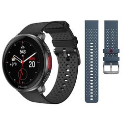 Polar Vantage V3 met een extra blauwe polsband, sporthorloge met gps, gevanceerde hartslagmeter en verlengde batterijduur, smartwatch voor heren en dames, offline kaarten, hardloophorloge