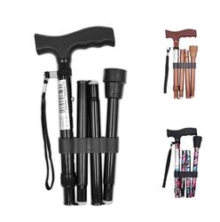 PEPE Mobility - Folding Walking Sticks for Women and Men, Disabled, Adjustable Cane, Foldable Stick (Black)