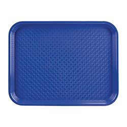 Olympia Kristallon Polypropylene Plastic Fast Food Tray - Large 450 mm, Blue, Size: 450(W) x 350(D)mm/17.75 x 13.75 inch, Textured Slip Resistant Surface, Dishwasher Safe, P512