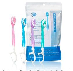 12 Brosse a Dent Voyage Jetable avec Dentifrice Gratte-Langue et Cure-Dent Fil Dentaire, Mini Brosse a Dent 5 en 1 Brosse à Dents Manuelles Emballées Individuellement