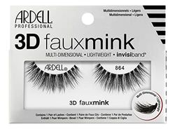 Ardell False Eyelashes 3D Faux Mink 864 Black Multi-Layered Lashes Extreme Curl Soft Ultra Luxurious Faux Mink Uneven Lengths Full Volume Long Length Vegan-Friendly Eyelashes