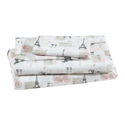 Beatrice Home Fashions Bedrukte microvezel lakenset, zacht, comfortabel, onderhoudsvriendelijk, inclusief 1 hoeslaken met 30 cm diepe zakken, 1 plat laken, kussensloop, volledig, Paris Postale