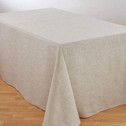 SARO LIFESTYLE 731.N90120B Collection Poly and Linen Blend Toscana Tablecloth with No Hemstitch Border, 80% polyester-20, Natural