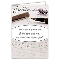 Afie 64-1044-A Shiny Silver Condolence Card"We are with You Our Thoughts Accompany You" [French Language] Delivered with White Envelope Card Format 11.5 x 17 cm