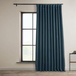 HPD Half Price Drapes BOCH-LN21331-108-DW Rideau occultant Extra Large en Lin (1 Panneau) 254 x 274 cm, Bleu Histoire