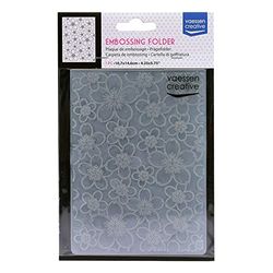 Vaessen Creative Embossing Folder, Cherry Tree 5,7x4,25x0,19 inches, 1 Unit, for Birthday, Birth, Christmas Cards and Paper Crafts