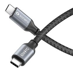 Sonero® Cavo di ricarica da USB-C a USB-C, cavo di ricarica per telefono cellulare, cavo di ricarica rapida USB C, cavo USB tipo C, USB 2.0, 60 W PD, grigio/nero, 0,50 m