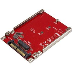 StarTech.com Adattatore da M.2 a U.2, Per SSD M.2 PCIe NVMe, Adattatore da unità PCIe M.2 a 2.5" U.2 (SFF-8639), Convertitore SSD M2, Rosso (U2M2E125)