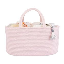 XUANGUO Baby Diaper Caddy Organizer for Girl Boy Rope Nursery Storage Bin Basket Portable Holder Tote Bag for Changing Table Car Travel Baby Shower Gifts Newborn Essentials Registry Must Have