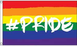 AZ FLAG LGBT Tęczowa Flaga Hastag Pride 90x60cm - Flaga gejowska 60 x 90 cm - Flagi