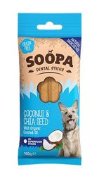 Soopa Grain Free Coconut and Chia Seed Dental Dog Treats, 4 Sticks