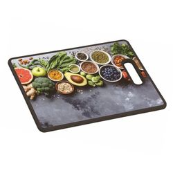 KESPER Healthy Kitchen 30832 - Tabla de cortar y servir con núcleo de tablero de fibra, superficie de plástico y asa, ideal para cortar y servir, 38 x 30 x 1,2 cm