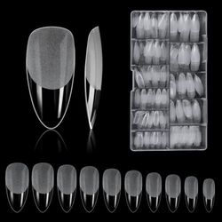 Faux Ongles, Carehabi 500pcs Acrylique Capsules Transparent Pose Americaine Avec Valise De Rangement Pour Les Studios De Manucure Et Diy Nail Art à La Maison 10 Tailles (Short Amande)