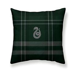 FUNDA DE ALMOHADA 100% ALGODÓN MODELO SLYTHERIN CUADRO DE 65X65 CM.