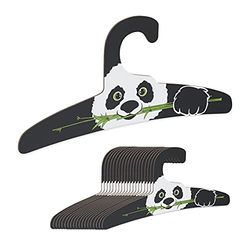 Relaxdays Set 20 Infantiles Oso Panda, Perchas Niños, Finas, Cartón Reciclado, 16x33x0,3 cm, Negro, 16 x 33 x 0.3 cm