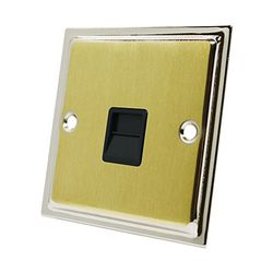 Slimline Duo satijn messing gepolijst chroom telefoon master socket zwart invoegen - BT telefoon Primary sokkel
