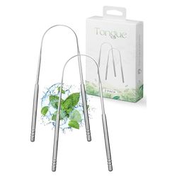 Roe Tenpo Gratte-langue en forme de U - En acier inoxydable - Hygiène buccale optimale - Haleine fraîche et bouche saine - Gratte-langue pour adultes et enfants