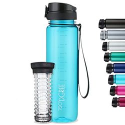 720°DGREE Water Bottle 1l "uberBottle" +Fruit-Infuser, crystalClear - Waterfles BPA-Free, Lekvrij, Herbruikbaar - Lichte Drinkfles, Sportfles voor Sport, Fitness, Gym, Camping, Hiking, Outdoor, Travel