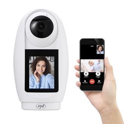 PNI IP733 Caméra de Surveillance vidéo 3 MP, Audio et vidéo bidirectionnel, avec Bouton d'appel Bluetooth, écran, Fonction babyphone