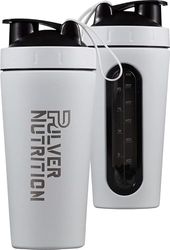 Pulver Premium RVS Shakebeker & Thermosbeker – Proteïne Shaker – Shake - BPA Vrij – 1000 ml - Shaker - Wit