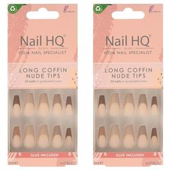 NAIL HQ Long Coffin Nude Tips Nails (Pack of 2)