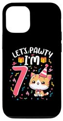 Custodia per iPhone 14 Pro Let's Pawty I'm 7 Year Girl Cat Kitten 7° compleanno