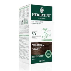 Herbatint Gel Colorante Permanente 3Dosi, 300ml - 5D Castano Chiaro Dorato, Senza Ammoniaca, per Pelli Sensibili, 100% Copertura Capelli Bianchi, con 8 Estratti Naturali Bio