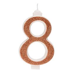 Decoratieve verjaardagskaars cijfer 8 met gouden glitter