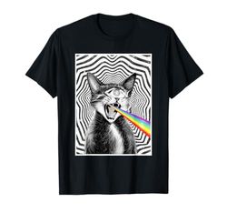 Trippy Cat Spiral Hypnotic Rainbow Black White Vortex Retro T-Shirt