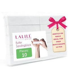 LALILL Pack of 10 White Nail Polishing Block Nail File 9.5 x 2.5 x 2.5 cm – Sanding Block – Nail Buffer Block – Manicure Sanding Block