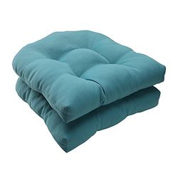 Pillow Perfect Cuscino per sedia in vimini Forsyth 507088, set da 2, turchese