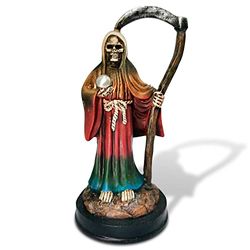 Santa Muerte Statue 5 inch, Grim Reaper Statue in Rainbow Robe, Reaper Figurine of Holy Death