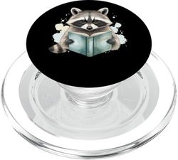 Libro de lectura de mapache Langsome Cute Animal Art PopSockets PopGrip para MagSafe