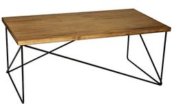 DRW Industriële salontafel van hout en metaal, zwart, 117 x 61 x 49 cm