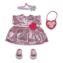 Baby Annabell Deluxe Glamour outfit 43cm - Sparkly, Party kleding - Gemakkelijk voor kleine handen, Creatief spelen en promoot Empathie & Sociale vaardigheden, Peuters van 3 jaar en ouder
