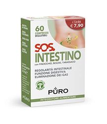 PURO, SOS Intestino, Integratore Alimentare con Baobab, Finocchio, Boldo e Tarassaco, Aiuta la Naturale Regolarità Intestinale, Confezione da 60 Compresse Deglutibili