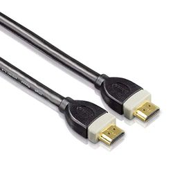 HAMA 039667, Cabo HDMI macho para HDMI macho, comprimento 5 m, cor preta, conexões em ouro, cabo transmissão de áudio/vídeo e dados, cabo interno de cobre, 100 Mbit/s