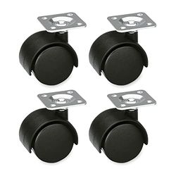 Amig - 4-pack meubelwielen model 1500, met stalen plaat, afmetingen: Ø 45 mm, maximale belasting per rol: 45 kg, gemaakt van nylon, zwart, zonder rem