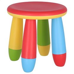 Aranaz Banqueta infantil de cores, redondo | para crianças, feito de plástico, ideal para casa, cozinha, jardim ou terraço, resistente | vermelho, 20 cm (AN) x 15 cm (PR) x 26 cm (AL)