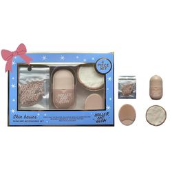 Holler and Glow Skin Basics Skincare Accessories 4-Piece Starter Kit, Includes Reusable Under-eye Cooling Patches, Cryo Ice Roller, Reusable Cotton Pad and Face Scrubber