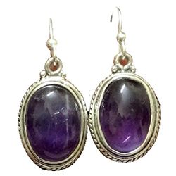 Natural Purple Amethyst Sterling Silver Earrings