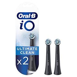 Oral-B iO Ultimate Clean Testine Spazzolino Elettrico, Confezione da 2 Testine di Ricambio Nere, Rimuove il 100% della Placca, Progettate Esclusivamente per il tuo Oral-B iO