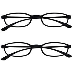 OPULIZE Fly Gafas de Lectura Pack de 2 Montura Estrecha Ultra Pequeña Ligera Flexible Plegable Negro Mate Lentes Resistentes a Arañazos Unisex Hombre Mujer RR67-1 +2.00