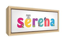 Little Helper Impresión sobre lienzo enmarcado madera natural, dibujo personalizable con nombre de niña SERENA 25 x 63 x 3cm multicolor