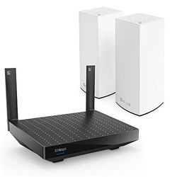 Linksys Système WiFi 6 Mesh Linksys Blue Label - 1 routeur AX5400 Plus 2 bornes AX5400 - système Mesh Double Bande sans Fil (Jeux) – jusqu'à 60 appareils, portée Jusqu’à 750 m², contrôle Parental