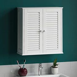 Bath Vida Vida Porta Armadietto Doppio da Bagno da Parete, in Legno, Colore: Bianco, H 55 x L 52 x P 22 cm Circa