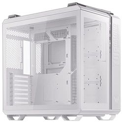 ASUS TUF Gaming GT502 White Edition PC Gaming Chasis, ATX Mid, Doble Cámara, Zonas de Refrigeración Independientes, Paneles Laterales sin Herramientas, USB 3.2 Gen2 Tipo-C, 4 Ventiladores ARGB