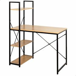 AKTIVE Max Home Bureau avec Étagère, 120X64X120 cm, 3 Étagères, Plateau en Bois, Structure en Acier Noir, Bureau et Étude, Industriel, Bureaux (18420)