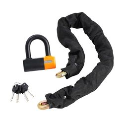 VEVOR Antivol de chaîne de vélo, 1 m, antivol de sécurité pour vélo, en acier métallique robuste, avec 4 clés, antivol de haute sécurité, pour bicyclette, moto, scooter, porte, clôture, 14 mm, noir